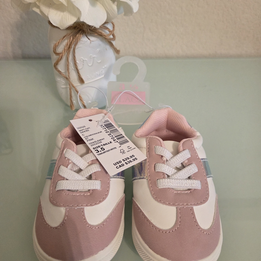 Pink and White Kids Sneakers